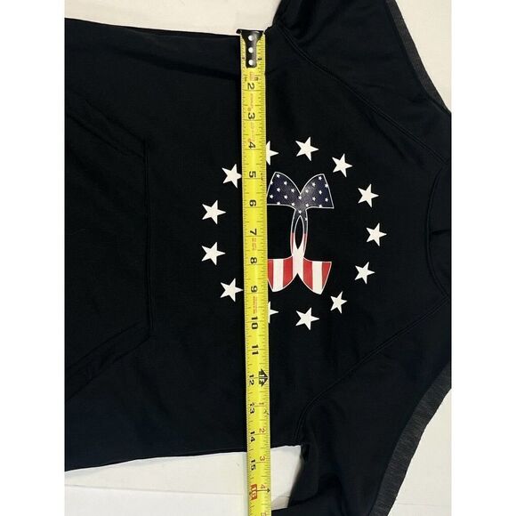 Under Armour Boys Loose Sweatshirt Hoodie YSM American Flag Stars Gray Arm - Picture 11 of 16